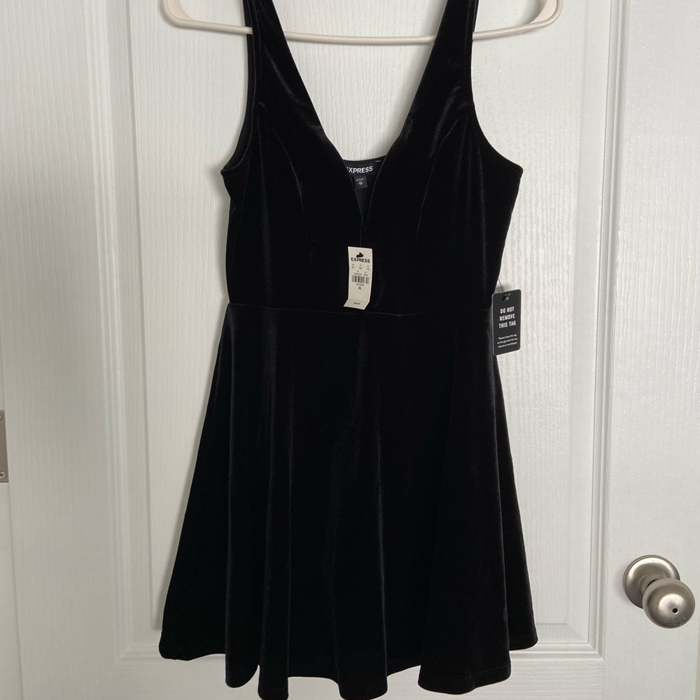 Express Velvet Little Black Dress Sleeveless NWT